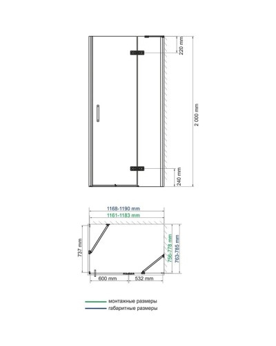 Душевой уголок 120х80 см прозрачное стекло WasserKRAFT ALLER 10H06RWHITE