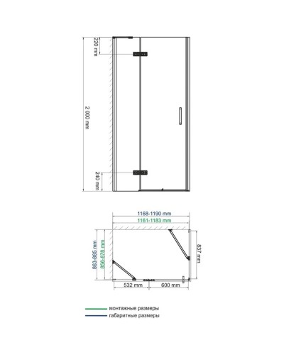 Душевой уголок 120х90 см прозрачное стекло WasserKRAFT ALLER 10H07LWHITE