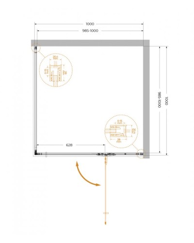 Душевой уголок CEZARES LINER-A-1-100-C-Cr-R правый