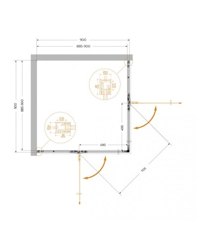 Душевой уголок CEZARES LINER-A-2-90-C-Cr