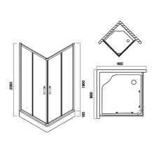 Душевой уголок без поддона 90х90 см Am.Pm Bliss L W53G-303-090MT прозрачное