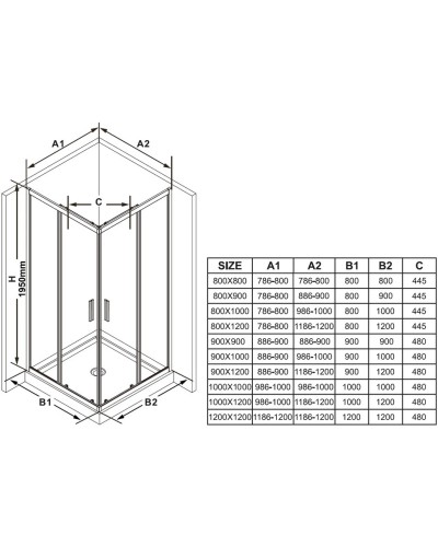 Душевой уголок 100х80 см Ravak Blix Slim BLSRV2K + BLSRV2K X1XM40300Z1 + X1XMA0300Z1 прозрачное