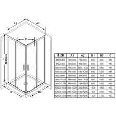 Душевой уголок 100х100 см Ravak Blix Slim BLSRV2K + BLSRV2K X1XMA0300Z1 + X1XMA0300Z1 прозрачное