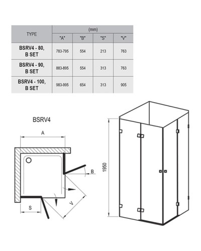Душевой уголок 100х100 см Ravak Brilliant BSRV4 + B SET 1UVAAA00Z1 + D01000A074 прозрачное