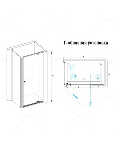 Душевой уголок 98,5-110х100 см RGW PA-32B (PA-02B+Z-050-1B) Passage 04083200-014 прозрачное