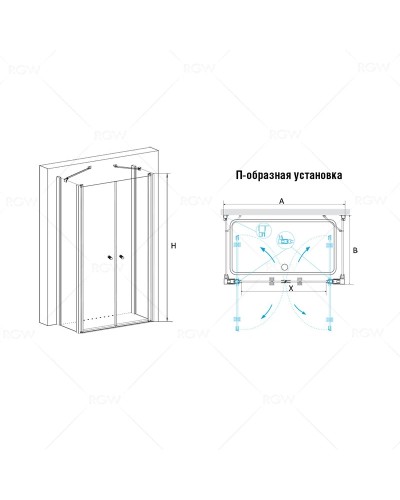 Душевой уголок 90х100 см RGW PA-47 (PA-04+Z-050-1+держатель) Passage 04084790-011 прозрачное