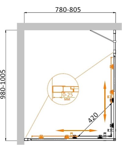 Душевой уголок CEZARES MOLVENO-AH-21-80+20-P-Cr