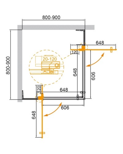 Душевой уголок 80-90х80-90 см Cezares SLIDER-A-2-80/90-BR-NERO бронза