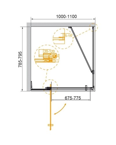 Душевой уголок 100-110х79,5 см Cezares SLIDER-AH-1-80-100/110-GRIGIO-Cr серое
