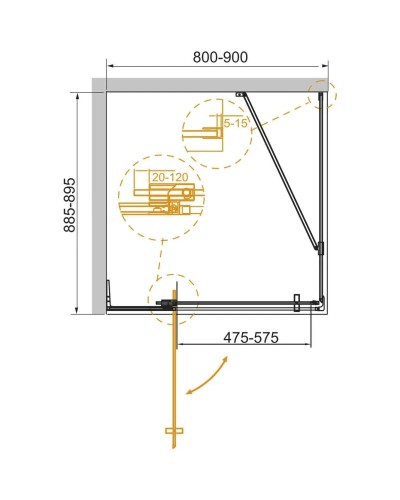 Душевой уголок 80-90х89,5 см Cezares SLIDER-AH-1-90-80/90-BR-NERO бронза