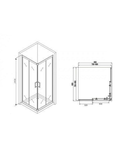 Душевой уголок 80х80 см Abber Schwarzer Diamant AG02080B прозрачное