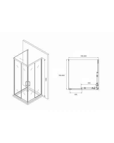 Душевой уголок 80х80 см Abber Schwarzer Diamant AG02080B-S80B прозрачное
