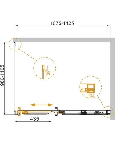 Душевой уголок 110х100 см Cezares DUET SOFT-AH-1-110/100-C-Cr прозрачное