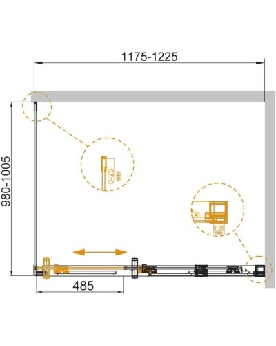Душевой уголок 120х100 см Cezares DUET SOFT-AH-1-120/100-C-Cr прозрачное