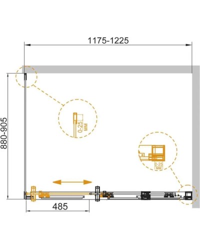 Душевой уголок 120х90 см Cezares DUET SOFT-AH-1-120/90-C-Cr прозрачное