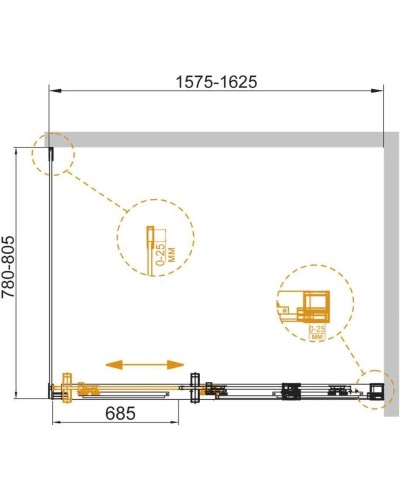 Душевой уголок 160х80 см Cezares DUET SOFT-AH-1-160/80-C-Cr прозрачное