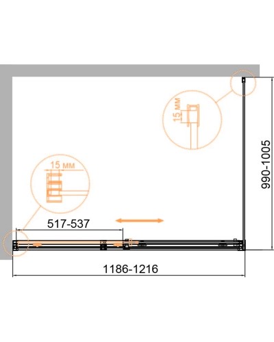 Душевой уголок 120х100 см Cezares DUET SOFT-M-AH-1-120/100-C-Cr прозрачное