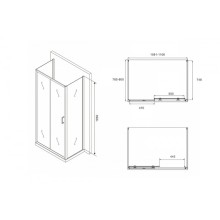 Душевой уголок 110х80 см Abber Schwarzer Diamant AG30110B-S80B-S80B прозрачное