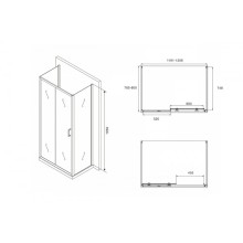Душевой уголок 120х80 см Abber Schwarzer Diamant AG30120B-S80B-S80B прозрачное