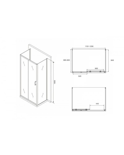 Душевой уголок 120х90 см Abber Schwarzer Diamant AG30120B-S90B-S90B прозрачное