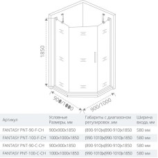 Душевой уголок 100х100 см Good Door Fantasy PNT-100-C-CH прозрачное