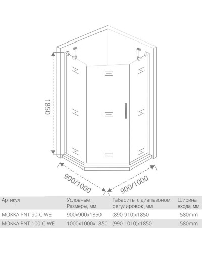 Душевой уголок 100х100 см Good Door Mokka PNT-100-C-WE прозрачное
