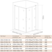Душевой уголок 90х90 см Good Door Idea CR-90-C-B прозрачное