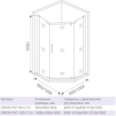 Душевой уголок 100х100 см Good Door Orion PNT-100-C-CH прозрачное