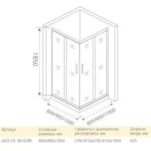Душевой уголок 80х80 см Good Door Jazze CR-80-G-BR grape