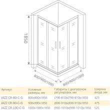Душевой уголок 90х90 см Good Door Jazz CR-90-C-G прозрачное