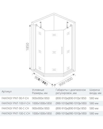Душевой уголок 90х90 см Good Door Fantasy PNT-90-F-CH прозрачный с рисунком