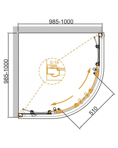 Душевой уголок CEZARES GIUBILEO-R-2-100-SCORREVOLE-CP-Cr