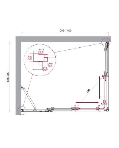 Душевой уголок BelBagno LUCE-AH-21-110/90-C-Cr