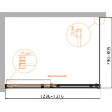 Душевой уголок 130х80 см Cezares DUET SOFT-M-AH-1-130/80-C-Cr прозрачное