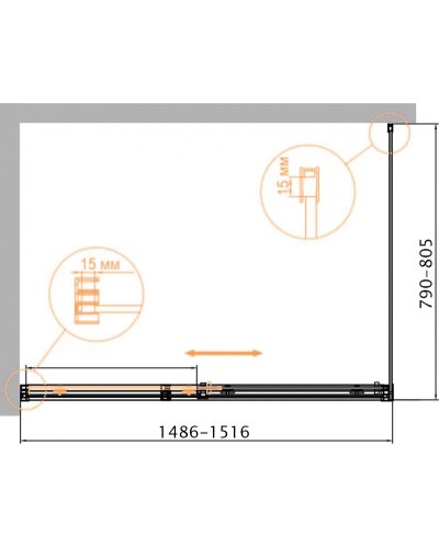 Душевой уголок 150х80 см Cezares DUET SOFT-M-AH-1-150/80-C-Cr прозрачное