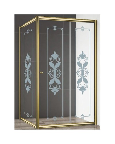 Душевой уголок Cezares Giubileo AH-1 120х90 профиль Золото стекло прозрачное с матовым принтом