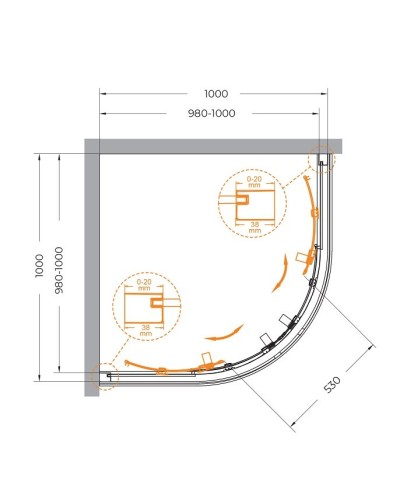 Душевой уголок CEZARES RELAX-304-R-2-100-C-GM