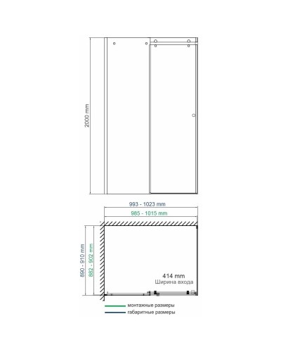 Душевой уголок 100х90 см WasserKRAFT Vils 56R22 прозрачное