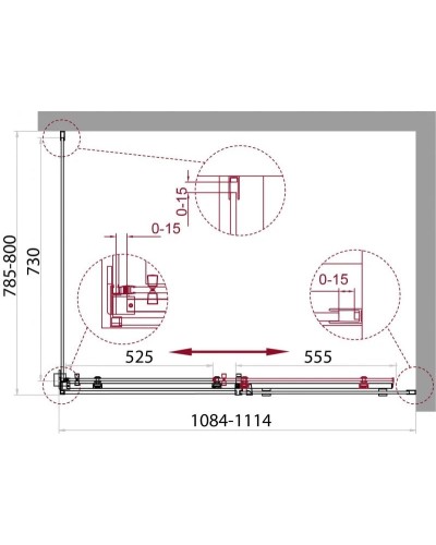 Душевой уголок 110x80 см BelBagno ACQUA-AH-1-110/80-C-Cr прозрачное