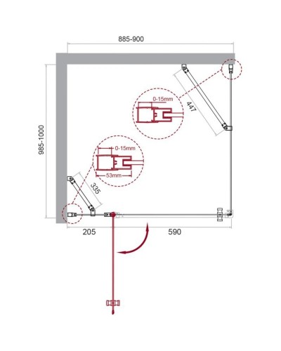 Душевой уголок 90х100 см BelBagno Etna ETNA-AH-12-90/100-C-Cr прозрачное
