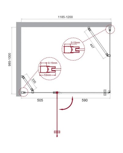 Душевой уголок 120х100 см BelBagno Etna ETNA-AH-12-120/100-C-Cr прозрачное