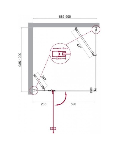 Душевой уголок 90х100 см BelBagno Kraft KRAFT-AH-12-90/100-C-Cr-L прозрачное