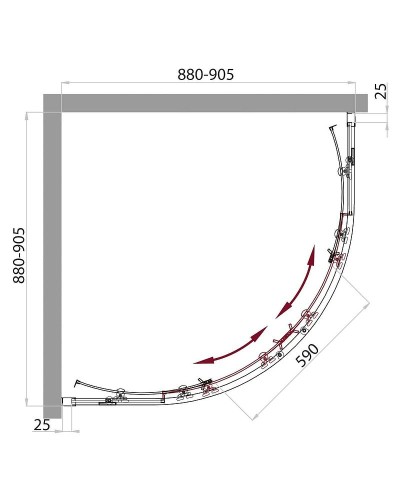 Душевой уголок BelBagno Sela R-2 90x90 профиль Хром стекло прозрачное