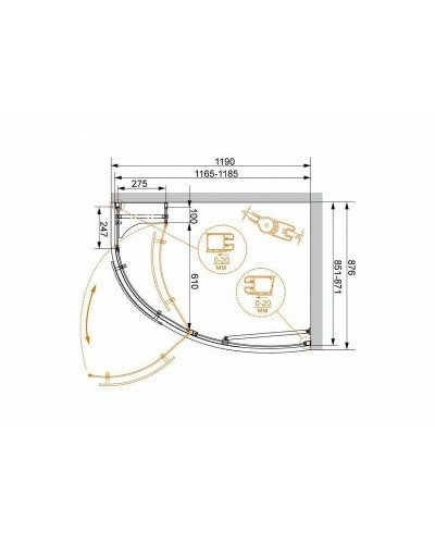 Душевой уголок Cezares Elena 120x90 L ELENA-W-RH-1-120/90-C-Cr-L профиль Хром стекло прозрачное