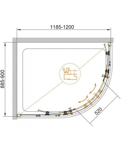 Душевой уголок Cezares Eco 120x90 ECO-O-RH-2-120/90-C-Cr профиль Хром стекло прозрачное