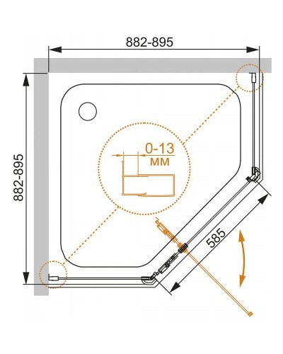 Душевой уголок Cezares Eco 90х90 ECO-O-P-1-90-C-Cr профиль Хром стекло прозрачное