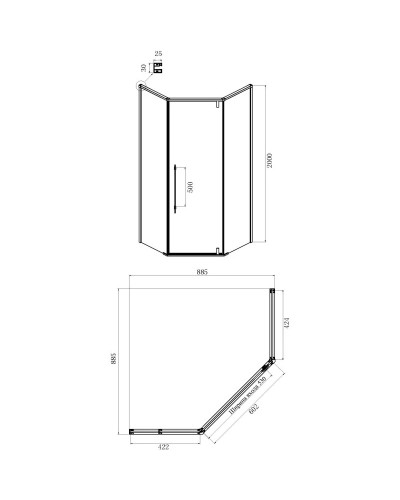 Душевой уголок 90х90 см Ambassador Ritz 112011202 прозрачное