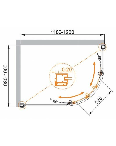 Душевой уголок Cezares Anima 120x100 L ANIMA-W-RH-2-120/100-C-Cr-L профиль Хром стекло прозрачное
