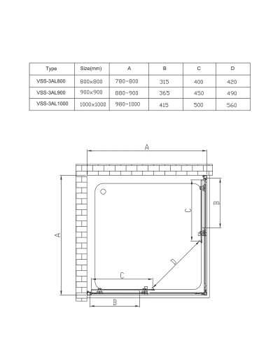 Душевой уголок 80x80 см Vincea Alpha VSS-3AL800MT текстурное