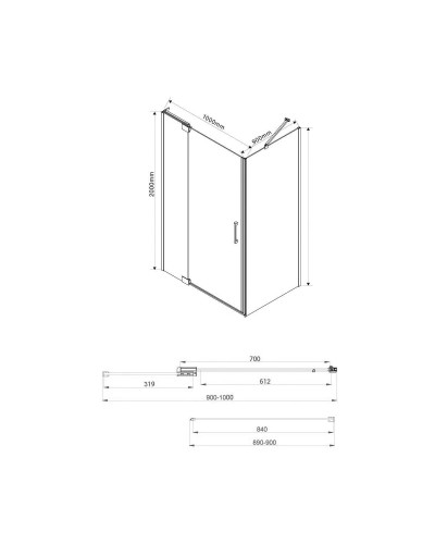 Душевой уголок 88,8-98,8x89 см Vincea Extra VSR-1E901090CL прозрачное